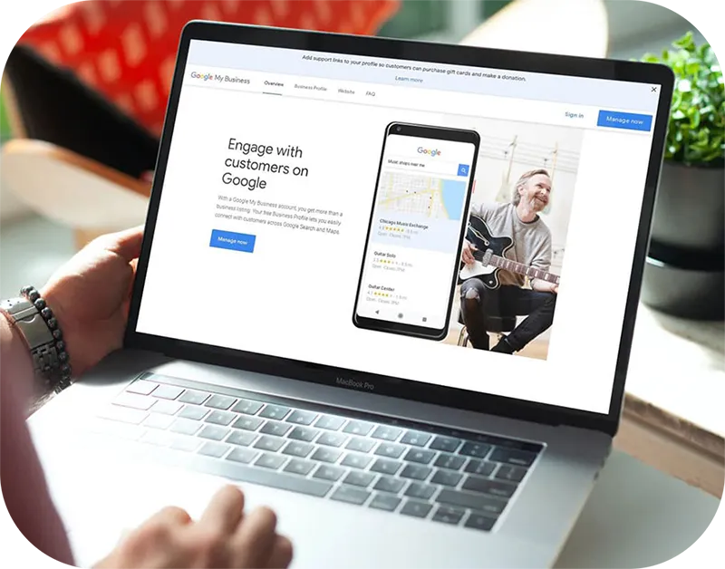 Google Mijn Bedrijf profiel op een laptopscherm